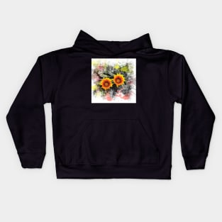 Glowing yellow daisies on white Kids Hoodie